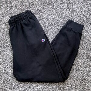 Champion Black Jogger Fleece Lined Sweatpants Mens Size L Logo Athletic‎ Wear